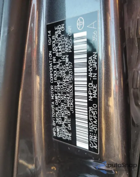 2014 Toyota Prius C from USA, damaged, VIN JTDKDTB33E1573157